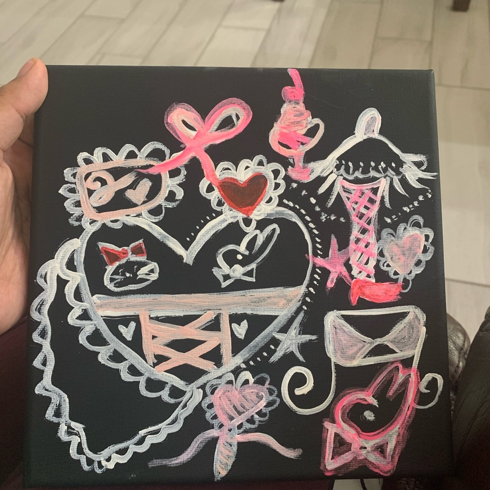 PLAYBOY Black Canvas with Pink and White Art